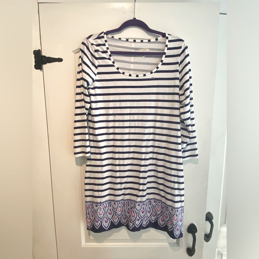 Lilly Pulitzer Blue striped dress Size-L
